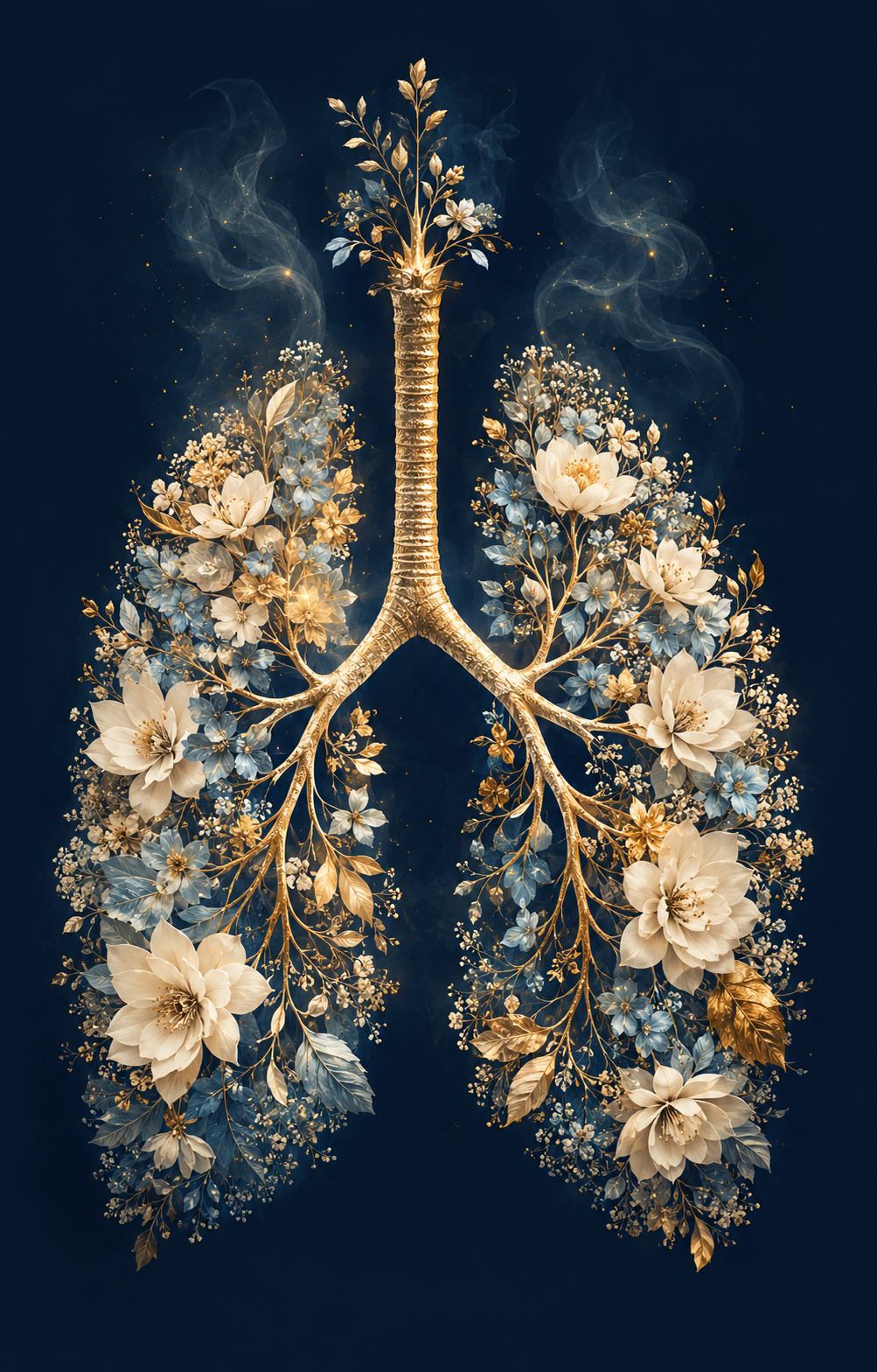 Flowering lungs representing conscious breath and prana