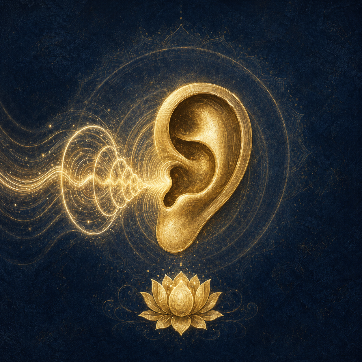 A devotional teaching scene representing sacred listening